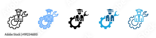 Apprenticeship icon set multiple style collection