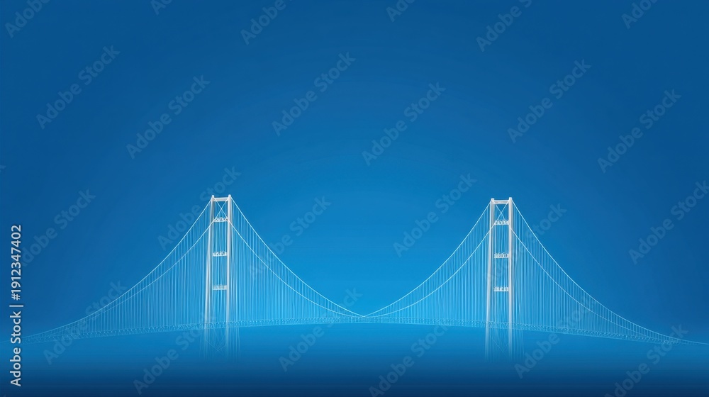 Fototapeta premium Minimalistic bridge design with clear blue background showcasing structural elegance and engineering excellence in modern architecture and transportation infrastructure