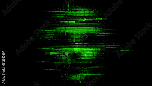 Digital glitch matrix effect showing the face of a man, abstract data moshing, modern technology and cyber security concept