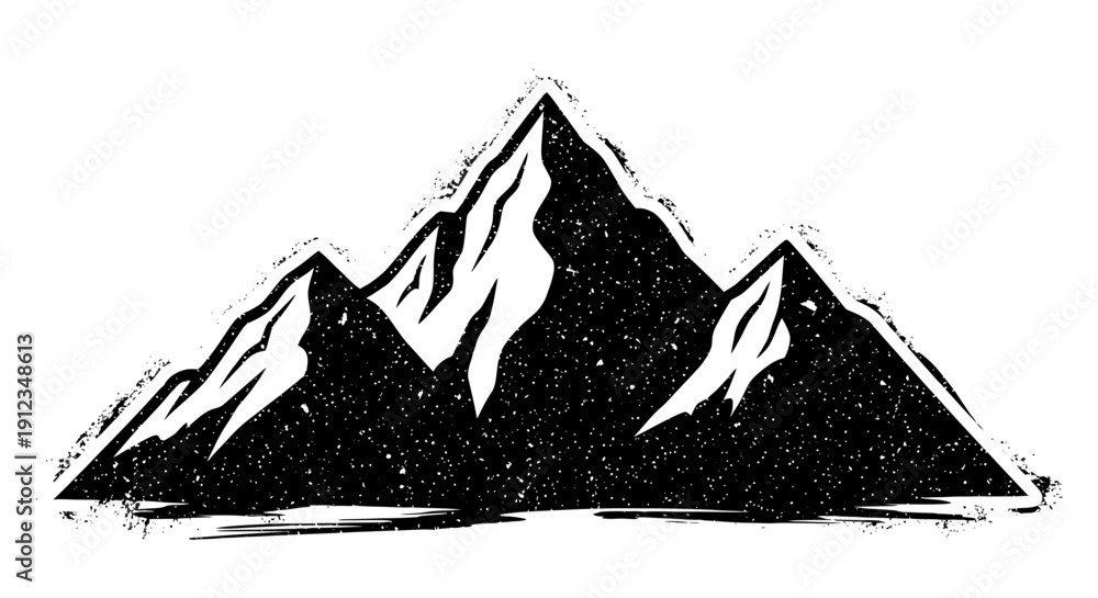 Fototapeta premium Grungy Mountain Range Silhouette Vector Illustration.