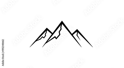 Minimalist Mountain Range Outline Vector Illustration.