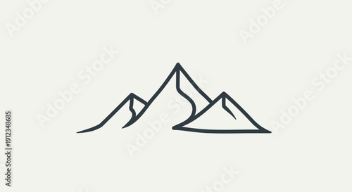 Minimalist mountain range outline drawing on a light background.