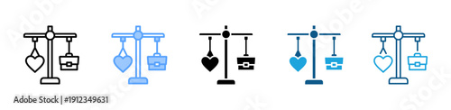 Work Life Balance icon set multiple style collection