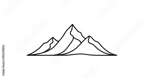 Minimalist Line Art Drawing of Majestic Mountain Peaks.