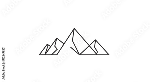 Minimalist geometric mountain range line art illustration.