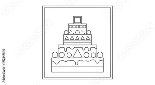 Multi Tiered Wedding Cake Line Drawing.