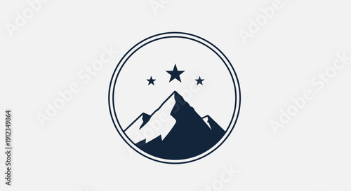 Mountain peak with stars in a circular emblem design.
