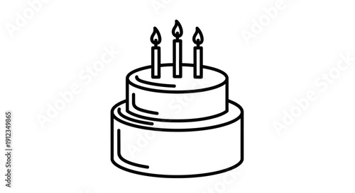 Simple Black and White Birthday Cake Illustration 4.