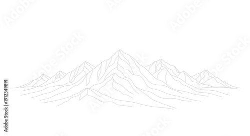 Minimalist Mountain Range Outline Illustration.