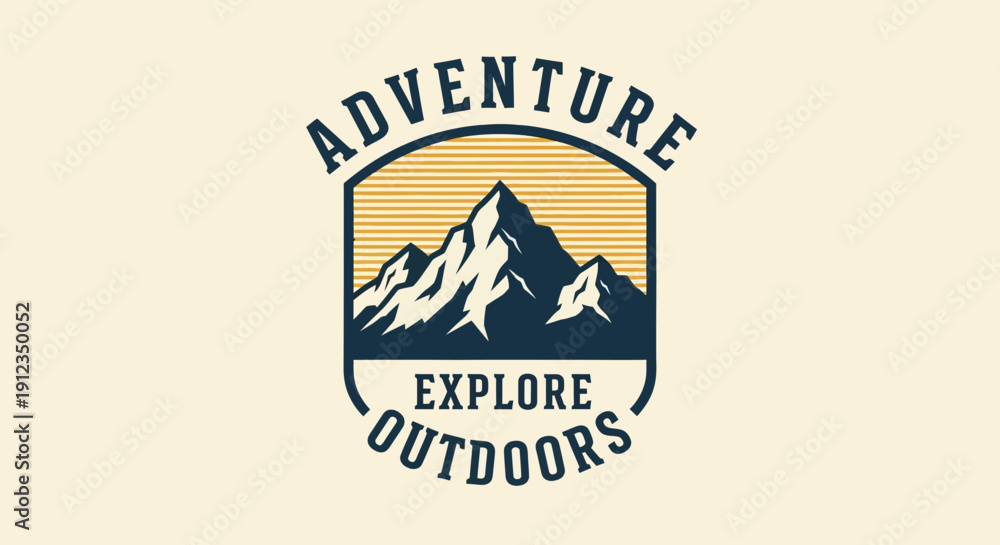 Fototapeta premium Adventure Explore Outdoors Mountain Emblem Logo Design.