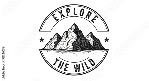 Explore the Wild Mountain Adventure Emblem Design.