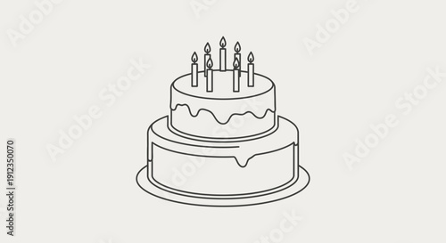 Simple Line Drawing of Birthday Cake 15.