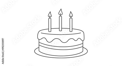 Simple Line Drawing of Birthday Cake 30.