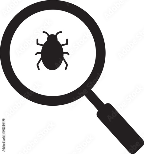 Magnifying Glass Over Insect Icon