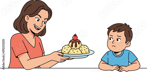 Funny Dessert Surprise Prank Flat 2D Vector Isolated on Transparent Background