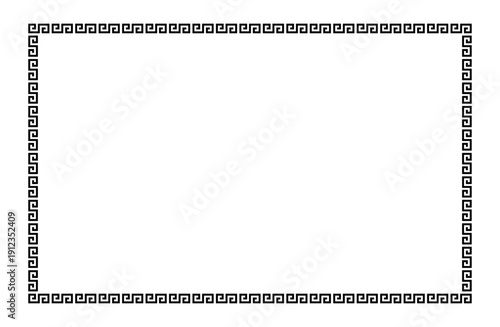 中華雷紋フレーム 背景透過 中国風装飾枠 黒