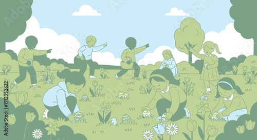 People Gardening Together in Green Field.