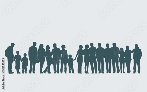 Diverse group of silhouetted individuals standing together in unity