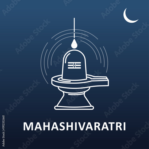 Mahashivaratri Shiva Lingam With Water Drop Sacred Hindu Festival Spiritual Devotion Illustration