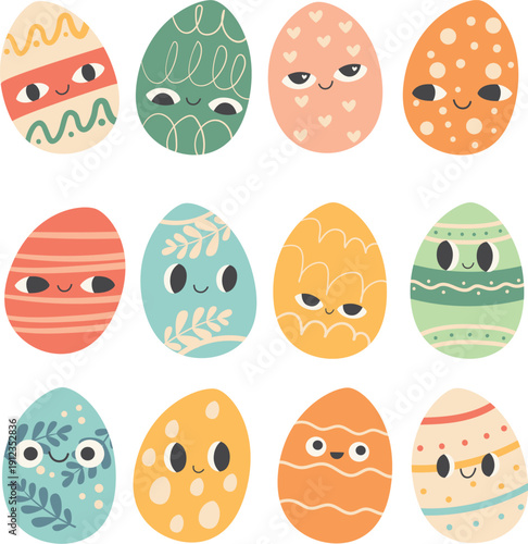 A collection of funny Easter eggs. Perfect for Easter cards, invitations and posters.