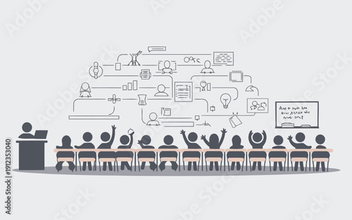 Modern classroom integrating technology and interactive learning methods