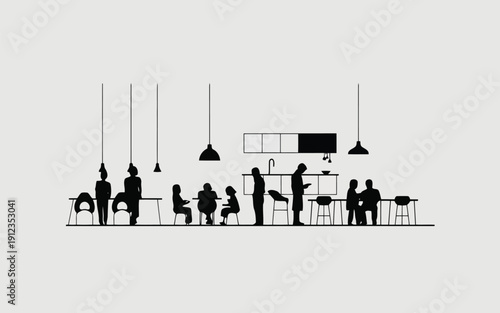 Modern office environment with employees collaborating and working together