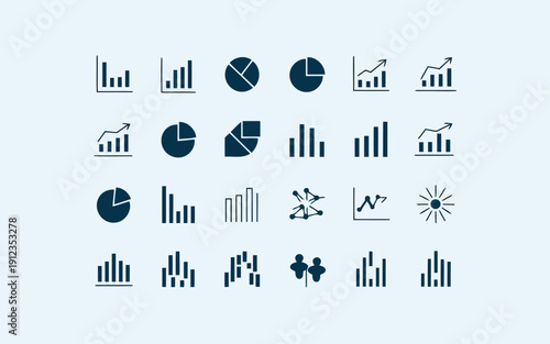 Diverse collection of data visualization and statistical chart icons