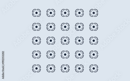 Geometric patterns featuring circular arrangements with radial lines and central dots