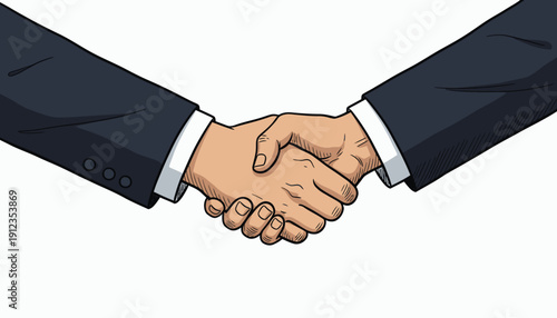 Two people shaking hands in a business setting.