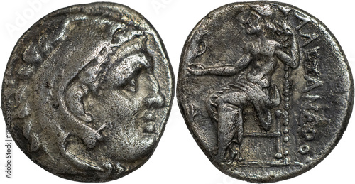 Greek Coins
KINGS OF MACEDON. Alexander III ‘the Great’, 336-323 BC. AR Drachm 3.90 g. Lampsakos, struck under Kalas or Demarchos, circa 328/5-323 BC.
