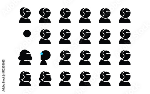 Collection of diverse silhouette icons representing various human figures and activities