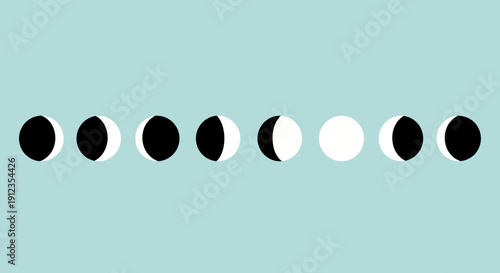 Moon Phases Illustration Sequence.