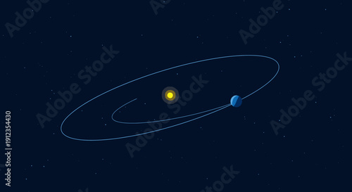 Planet Orbiting Around a Yellow Star.