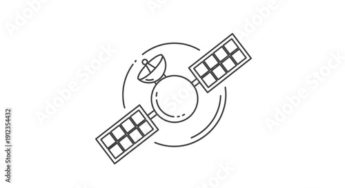 Satellite with Solar Panels and Dish Antenna.