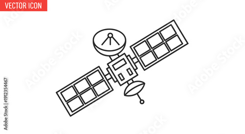 Simple Line Drawing of Satellite Icon.