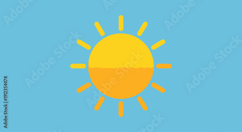 Simple Yellow Sun Iconic Symbol Weather.