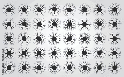 Geometric pattern of radial symmetry with star-like configurations in monochrome