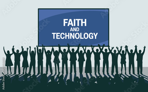 Diverse group embracing the intersection of faith and modern technology