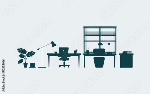 A minimalist home office setup with a desk, chair, and plants for a productive workspace.