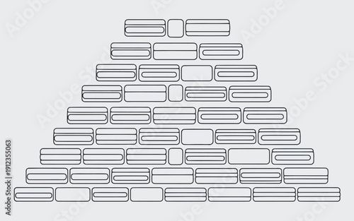 Hierarchical arrangement of rectangular blocks forming a pyramid structure