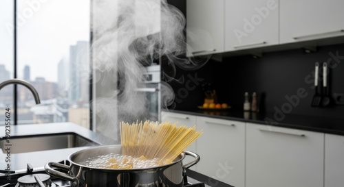 Pasta Boiling in Kitchen - Culinary Delight.