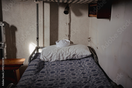 Bilde på lerret Sailor hat resting on a bunk bed pillow