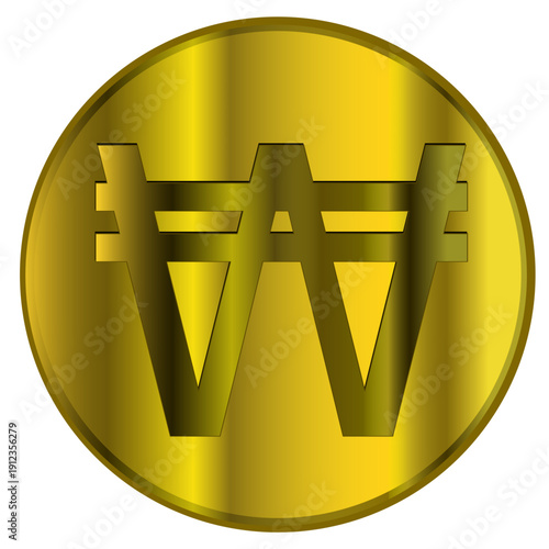 Pièce de monnaie WON dorée	