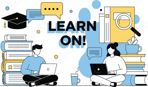 Students Engaged in Learning with Laptops and Books