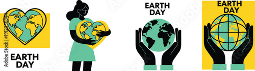 Illustration of Earth Day Concept with Diverse Individuals and Environmental Symbols