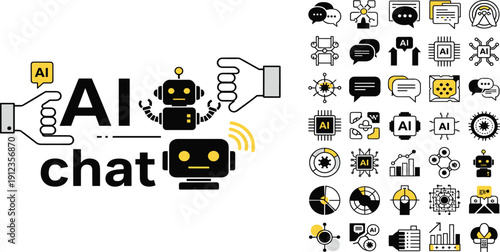 Futuristic AI Chat Interface with Robot and Icons