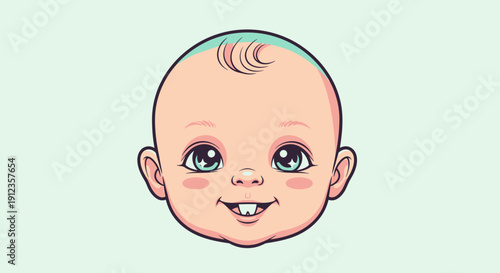 Cartoon Baby Face with Blue Eyes.