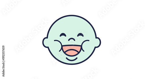 Cartoon Face with Happy Expression.
