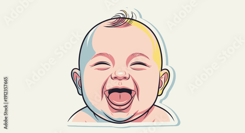 Crying Baby Illustration with Open Mouth.