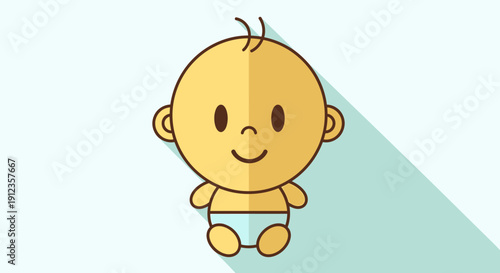 Cute Cartoon Baby Boy Character Illustration.